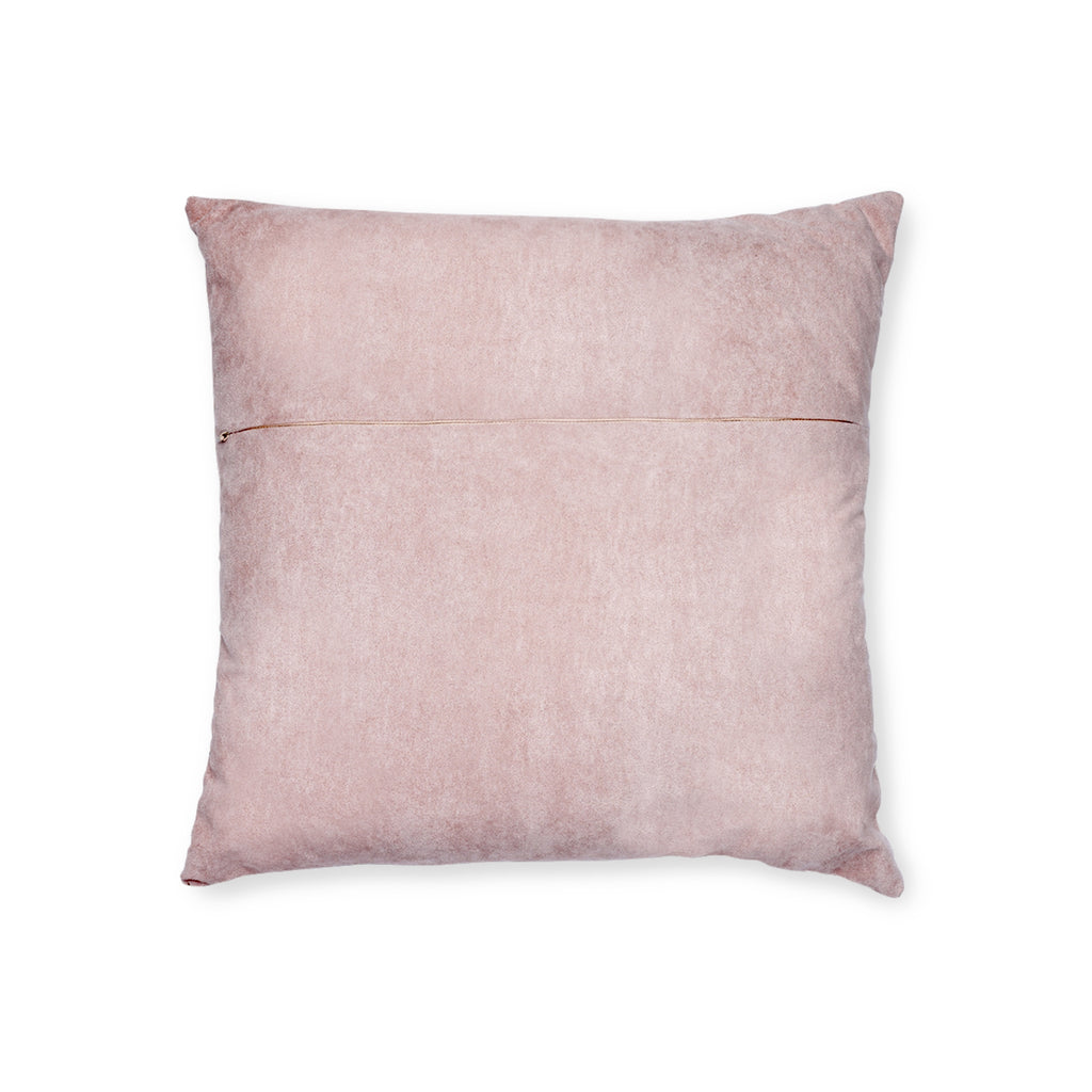 Square Pillow - Wonderland Decorative Pillow Blue Snowy Trees Pink Back