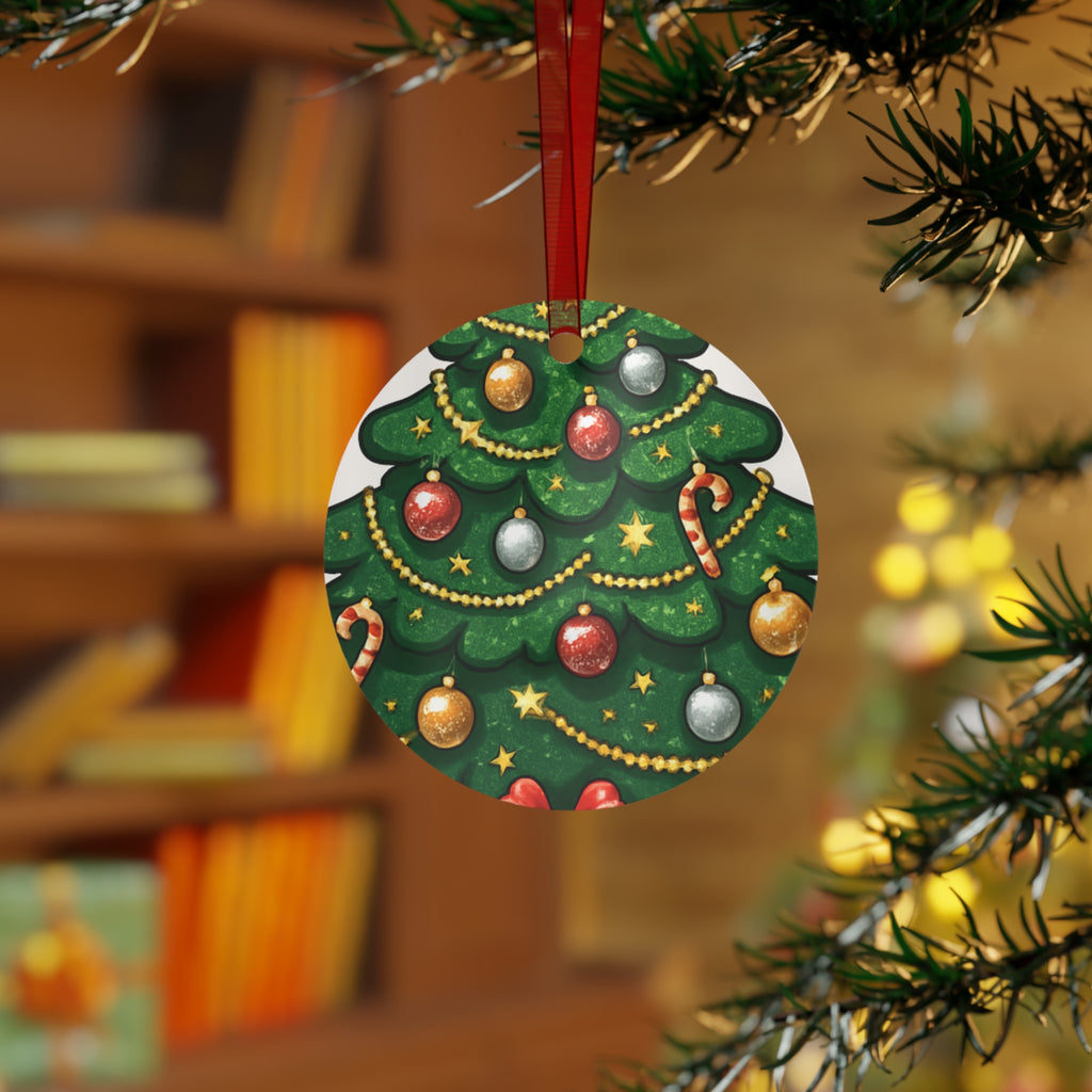 Bell Metal Ornament – Festive Christmas Tree Design with Baubles & Candy Canes