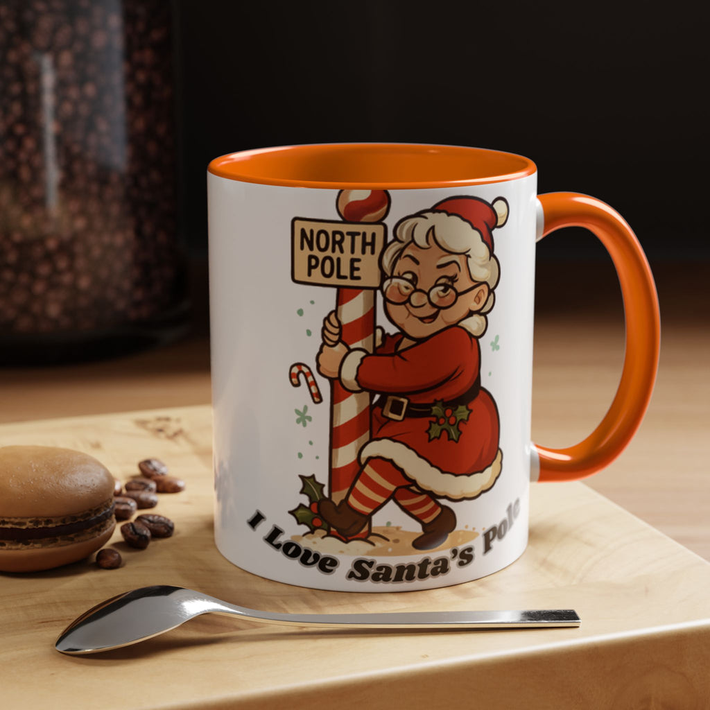 Festive Mrs. Claus Holiday Gift (11/15 oz) - 'I Love Santa's Pole' Coffee Mug