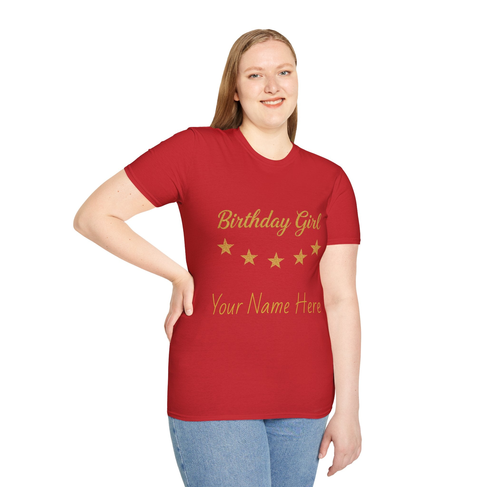 Birthday Girl T‑Shirt — Personalized 'Your Name Here' Gold Stars Tee