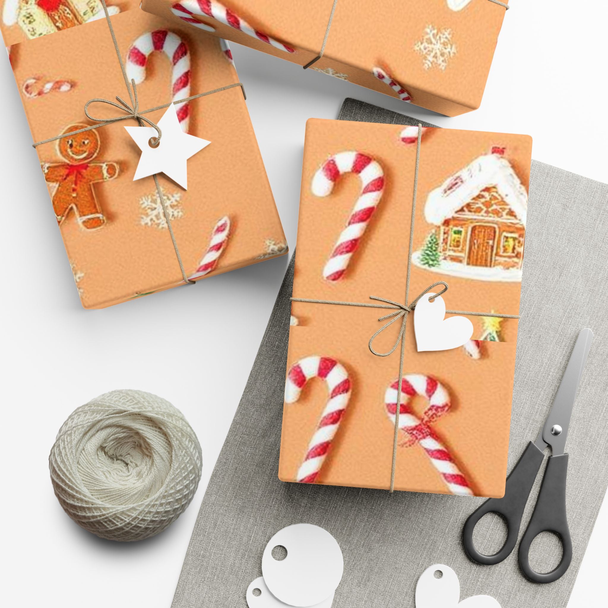 Wrapping Paper — Gingerbread & Candy Cane Holiday Gift Wrap
