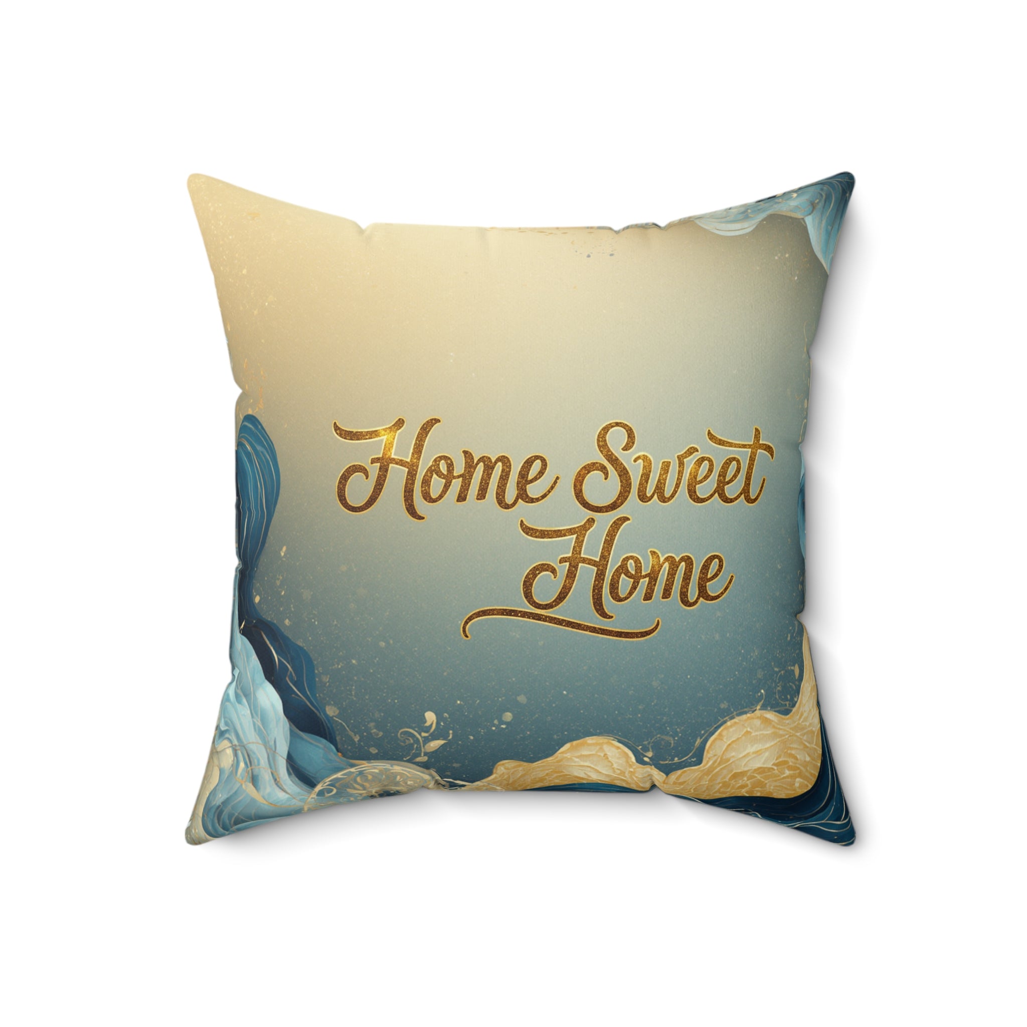 Home Sweet Home Faux Suede Pillow - Coastal Blue Decorative Throw Pillow