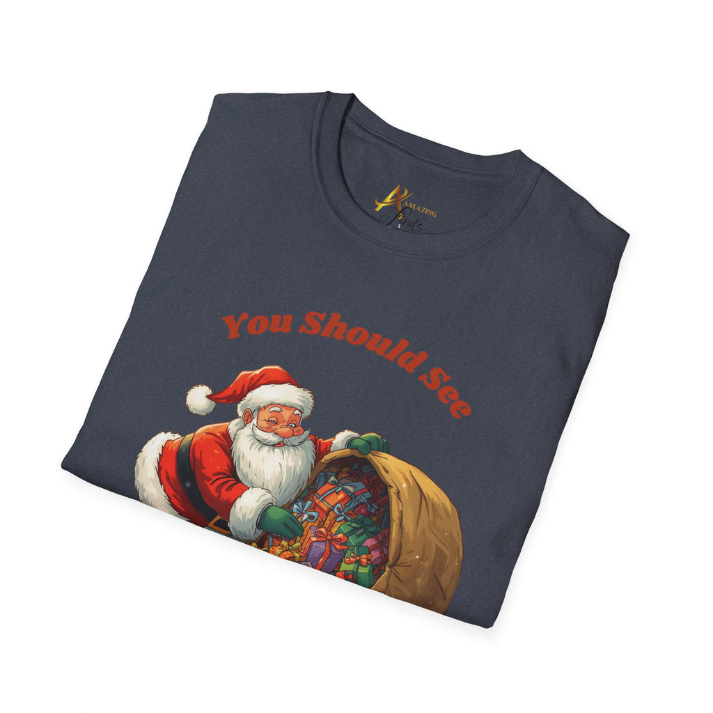 Adult Themed Santa with Sack T-Shirt - 'You Should See The Size Of My Sack' Christmas Attire