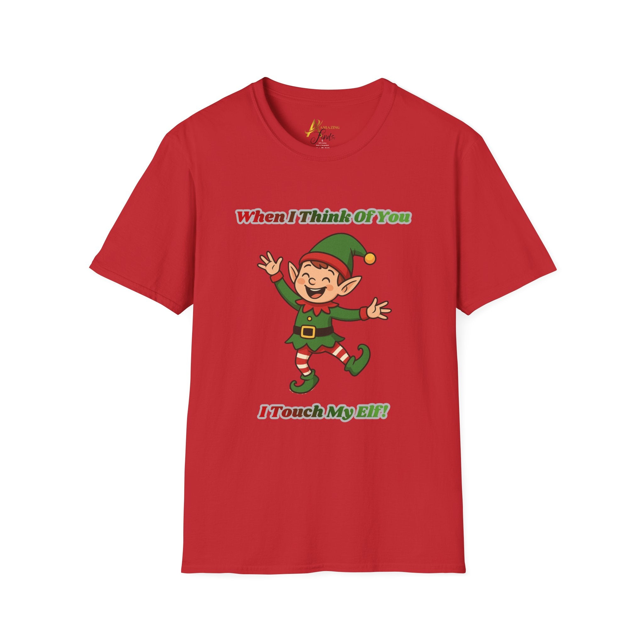 Adult Themed Elf T-Shirt – 'When I Think Of You I Touch My Elf' Christmas Attire