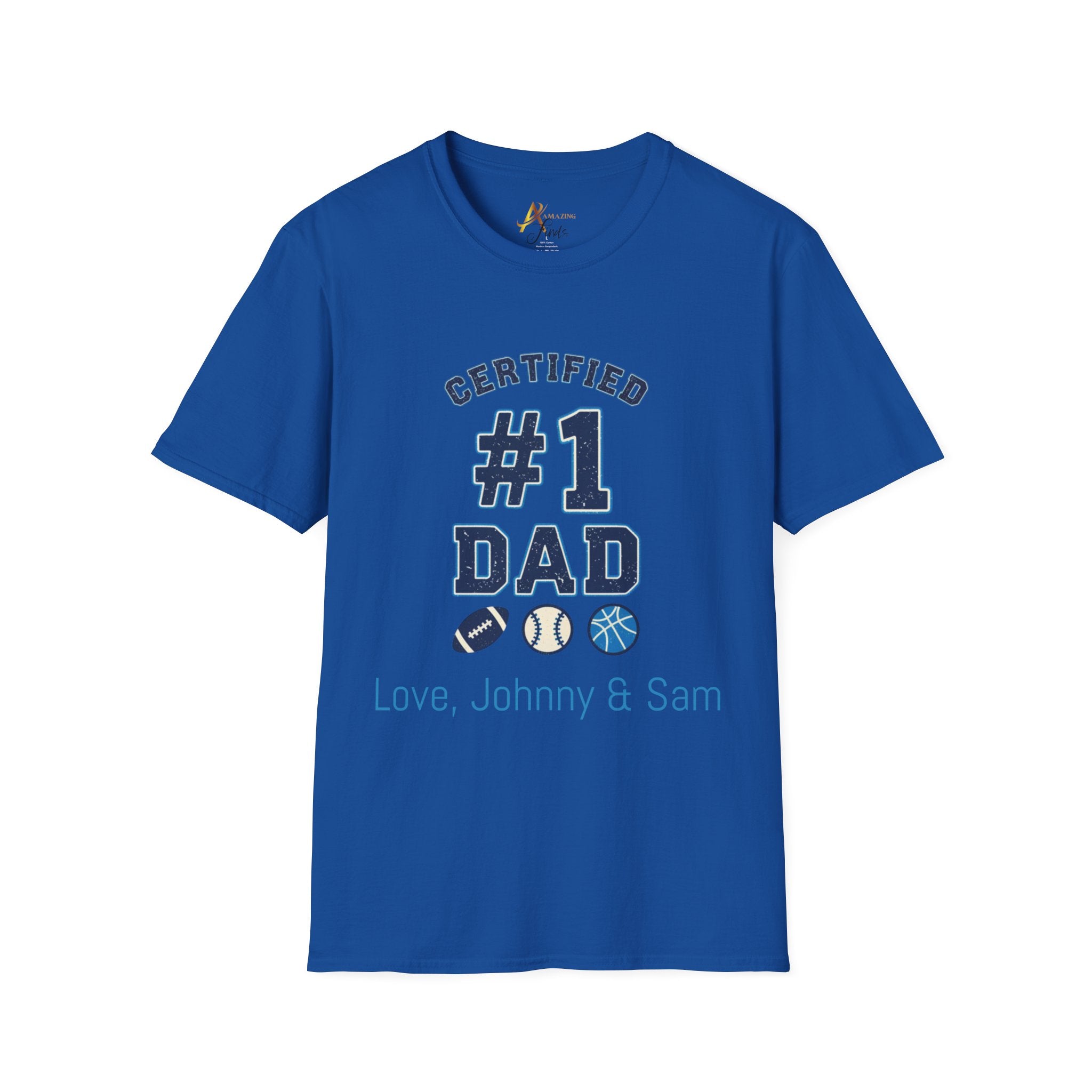 Certified #1 Dad Sports T-Shirt — Personalized "Love, [Names]" Father's Day Tee