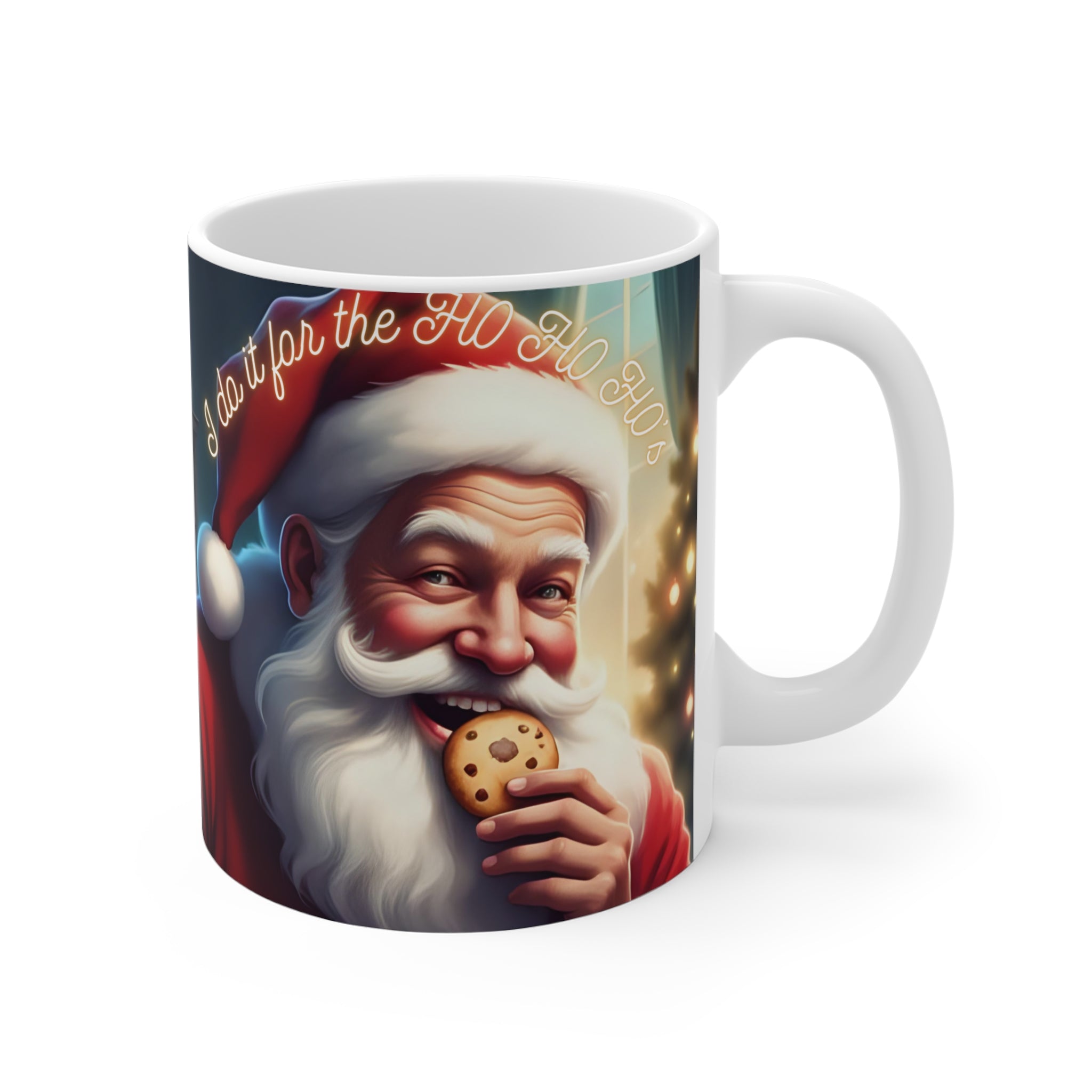 Christmas Santa Cookie Mug — "I Do It For the Ho Ho Ho's" Holiday Coffee Cup