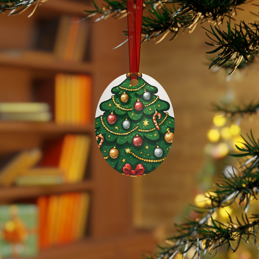 Bell Metal Ornament – Festive Christmas Tree Design with Baubles & Candy Canes