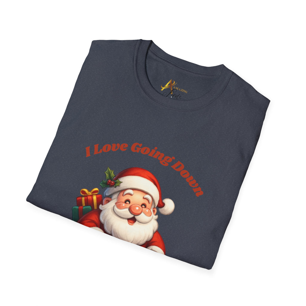 Adult Themed Santa Chimney T-Shirt - 'I Love Going Down' Christmas Attire