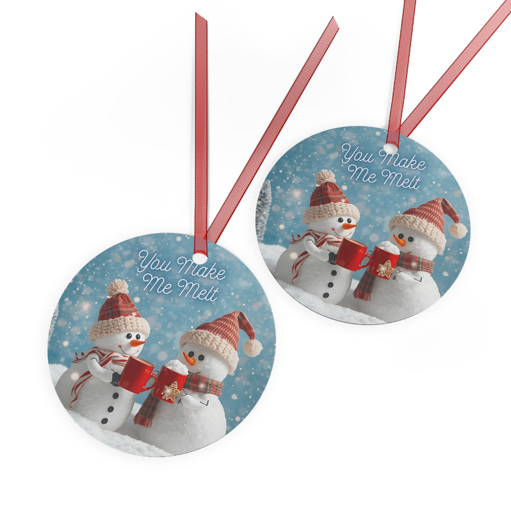 You Make Me Melt Metal Bell Ornament — Cute Snowman Couples Holiday Decoration
