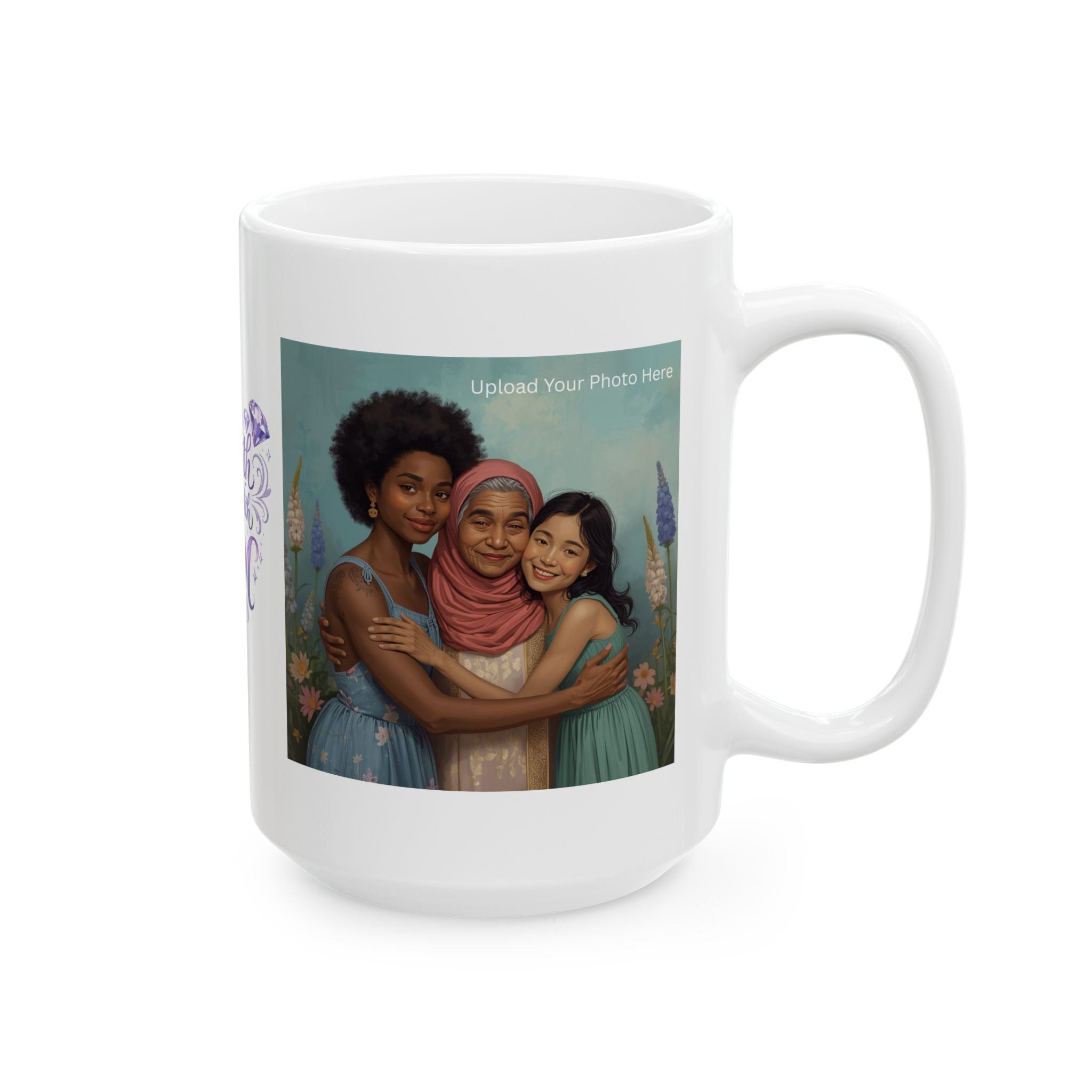 Warmth Begins With Mom Ceramic Mug — Mother's Day Gift, Inspirational Floral Coffee Cup