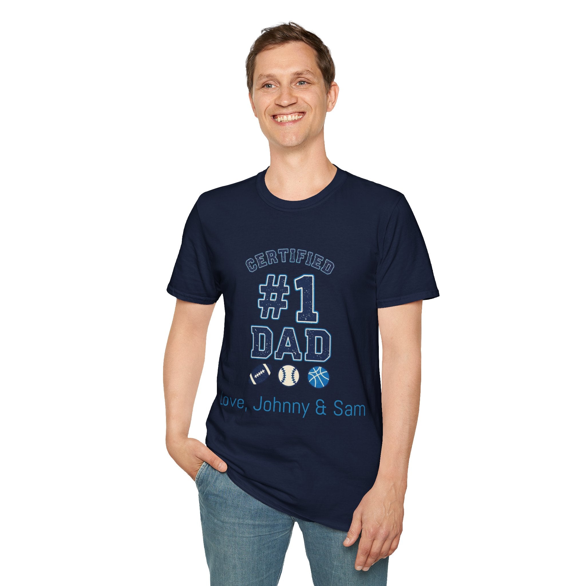 Certified #1 Dad Sports T-Shirt — Personalized "Love, [Names]" Father's Day Tee