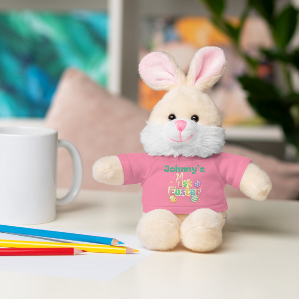 Personalized 1st Easter Plush Bunny with Tee — Custom Baby Easter Gift