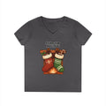 I Like 'Em Hung Christmas Stockings V-Neck T-Shirt | Holiday Stocking Design