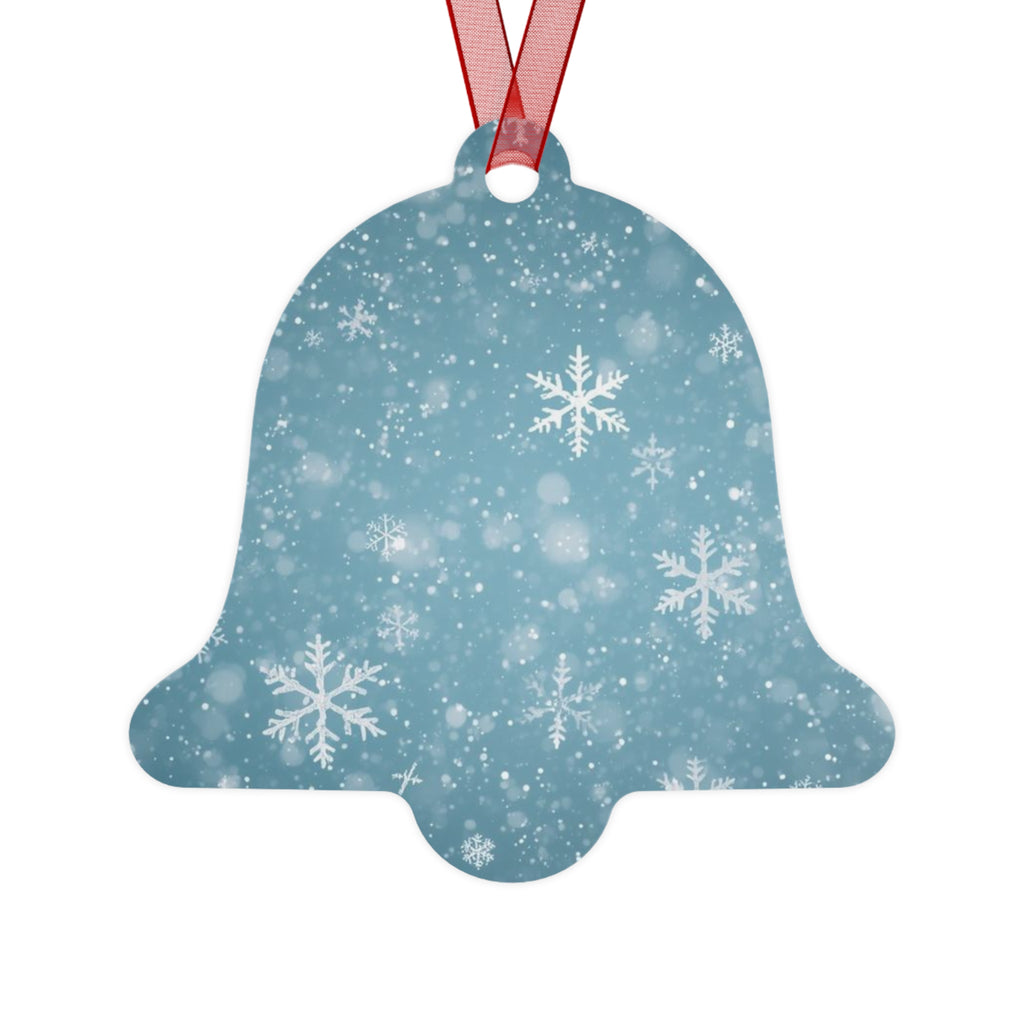 Snowflake Bell Metal Ornament — Blue Winter Holiday Christmas Decoration