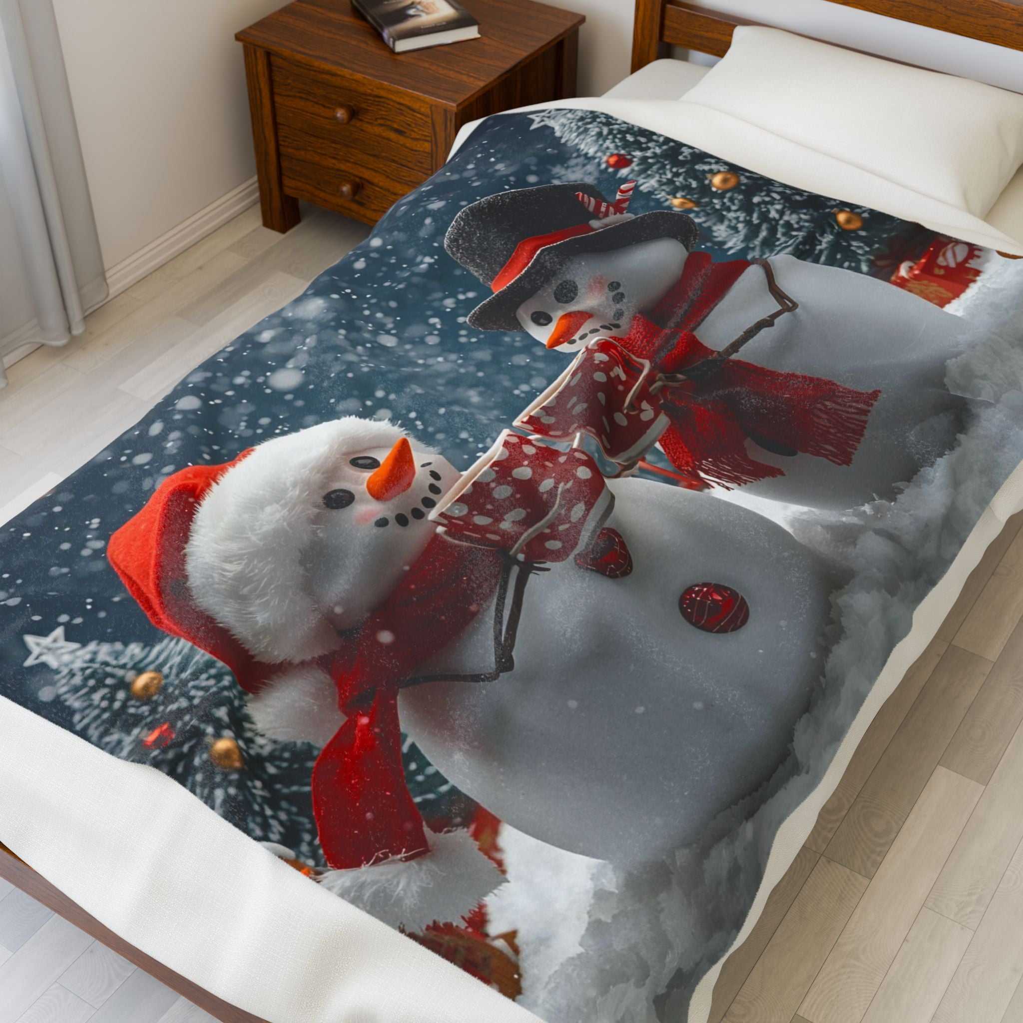 Christmas Snowman Velveteen Plush Blanket – Cozy Holiday Throw