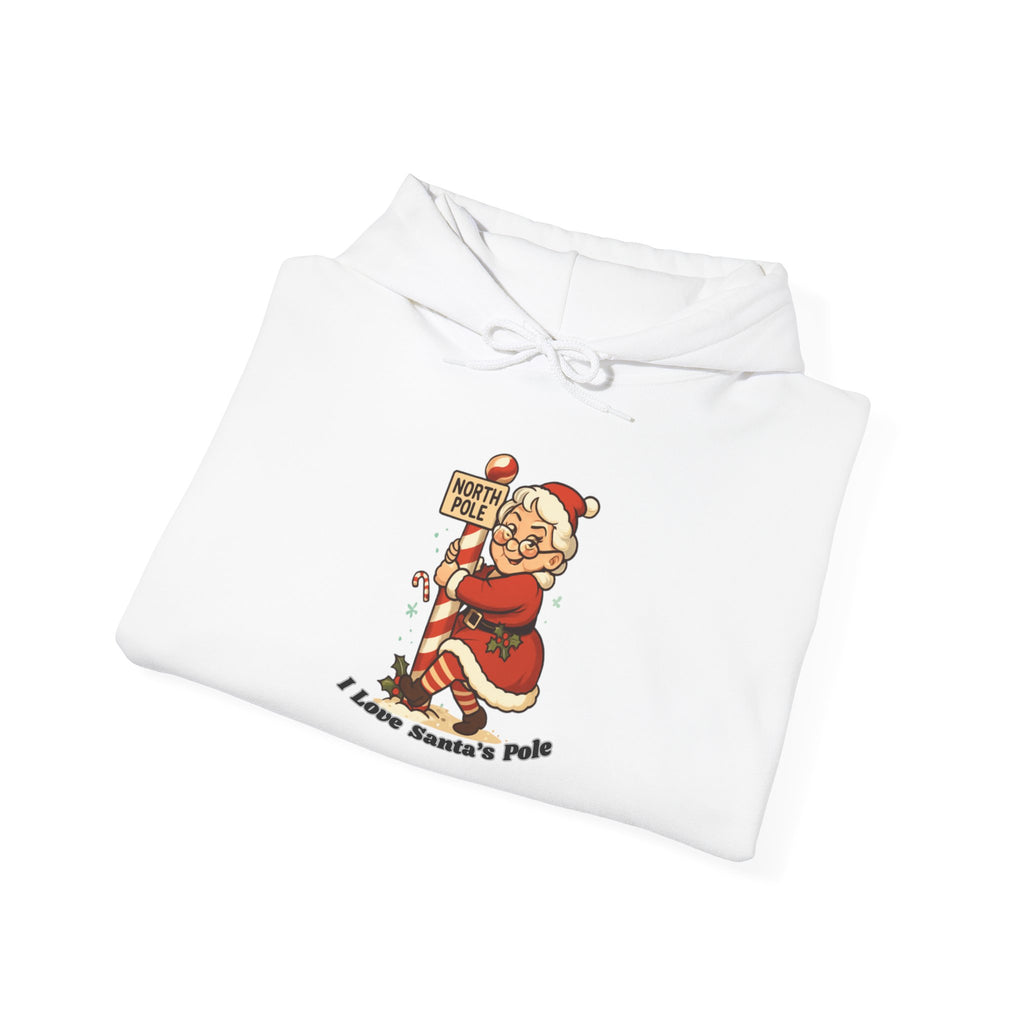 Adult Themed Mrs. Clause Hoodie - 'I Love Santa's Pole' Christmas Attire