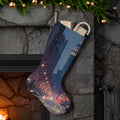 New York Snowy Street Christmas Stocking — Holiday Santa Stocking with Empire State Design