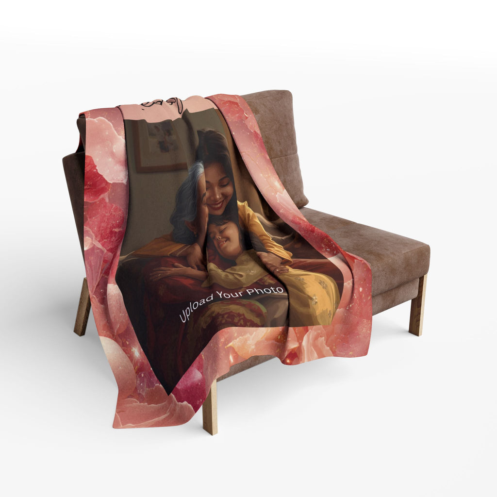 Personalized Photo Fleece Blanket — "Your Special Message Here" Floral Memorial Gift