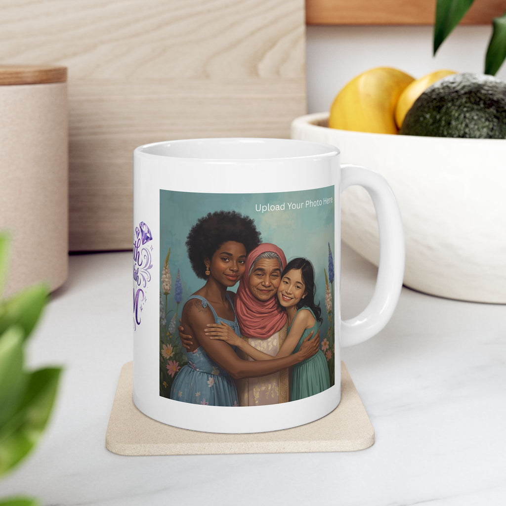 Warmth Begins With Mom Ceramic Mug — Mother's Day Gift, Inspirational Floral Coffee Cup