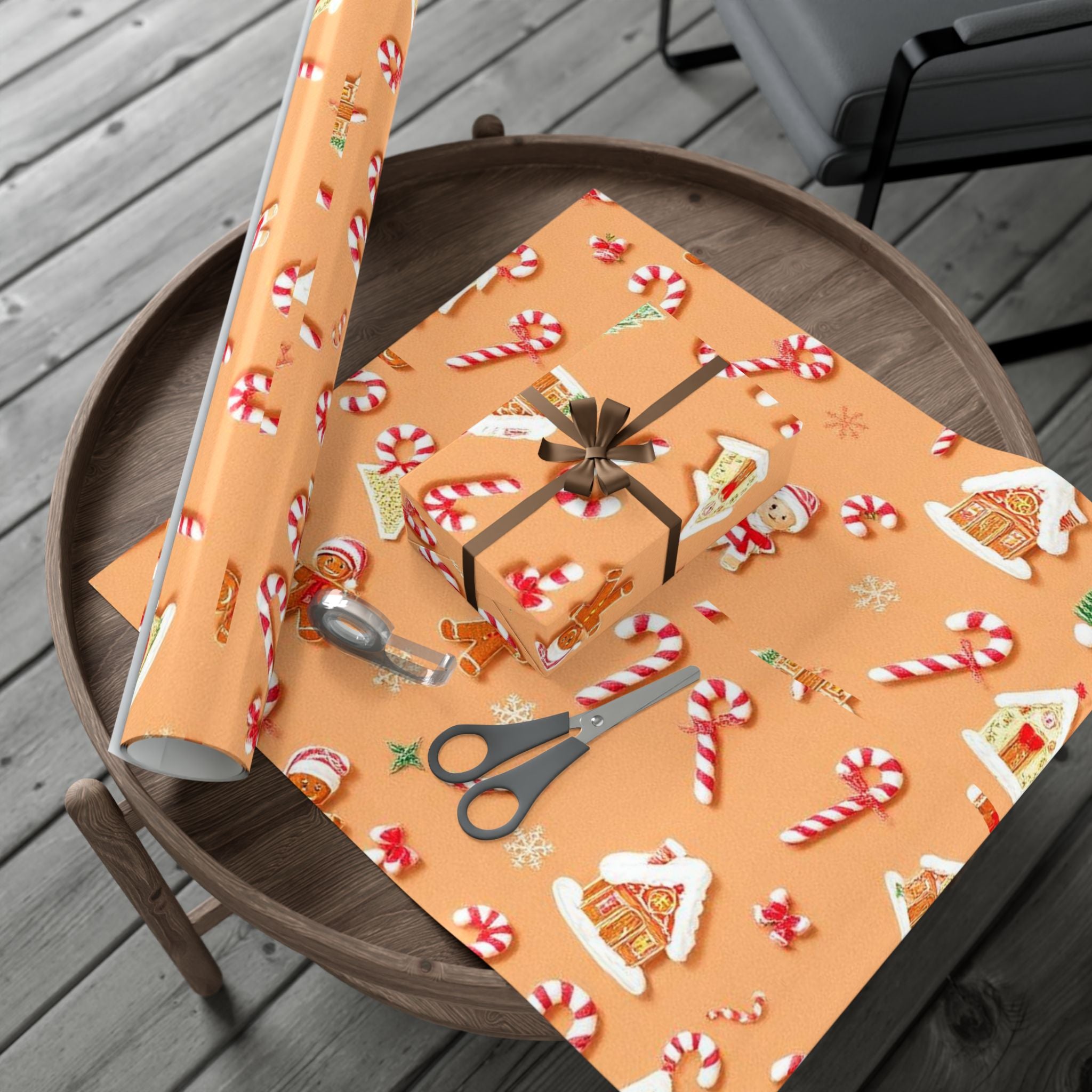Wrapping Paper — Gingerbread & Candy Cane Holiday Gift Wrap