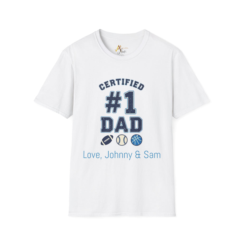 Certified #1 Dad Sports T-Shirt — Personalized "Love, [Names]" Father's Day Tee