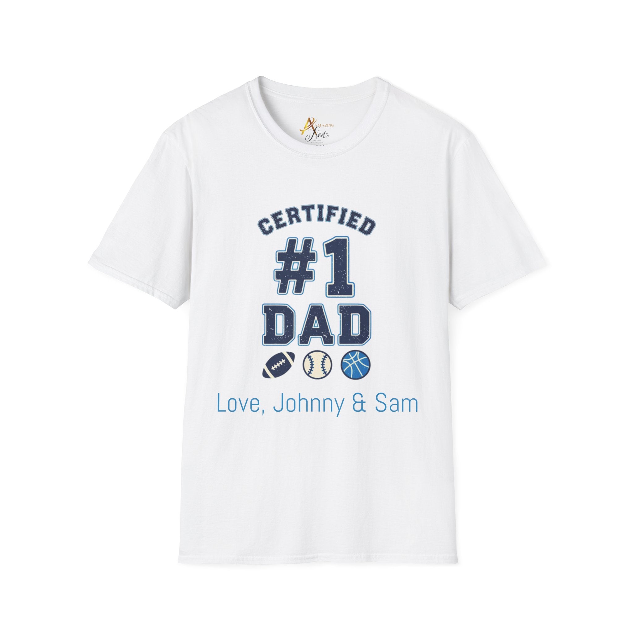 Certified #1 Dad Sports T-Shirt — Personalized "Love, [Names]" Father's Day Tee