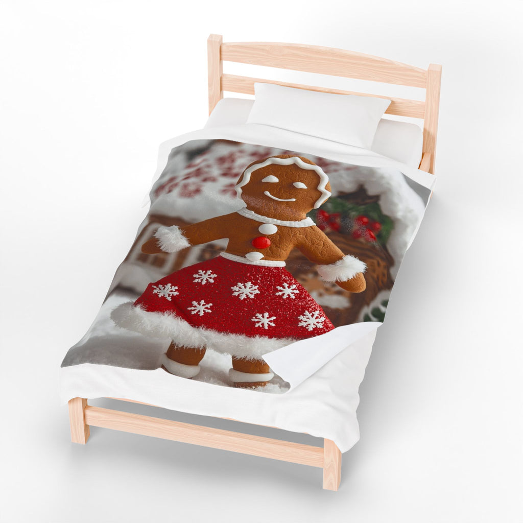 Christmas Gingerbread Girl Velveteen Plush Blanket