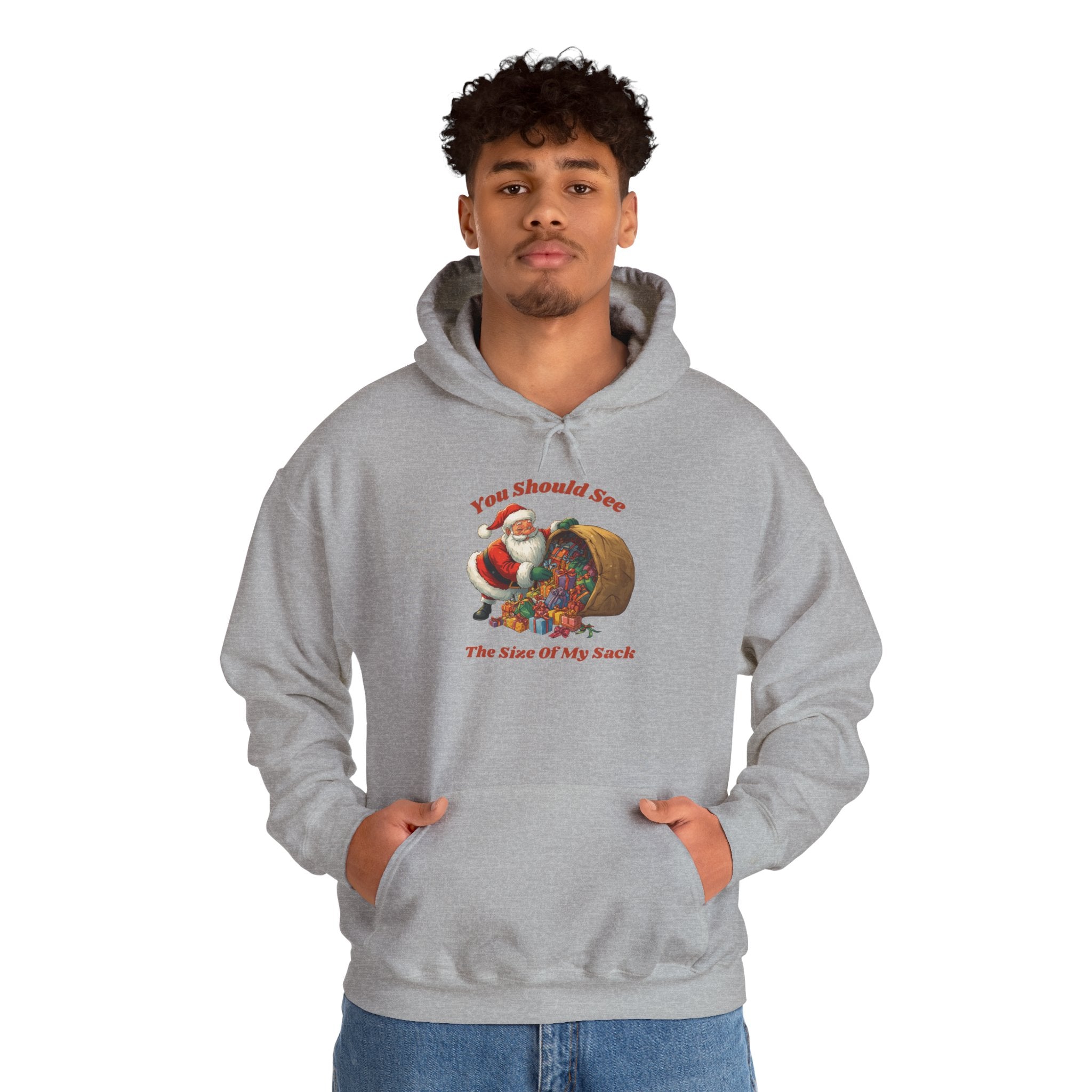 Adult Themed Santa Sack Hoodie — 'You Should See The Size Of My Sack' Christmas Attire