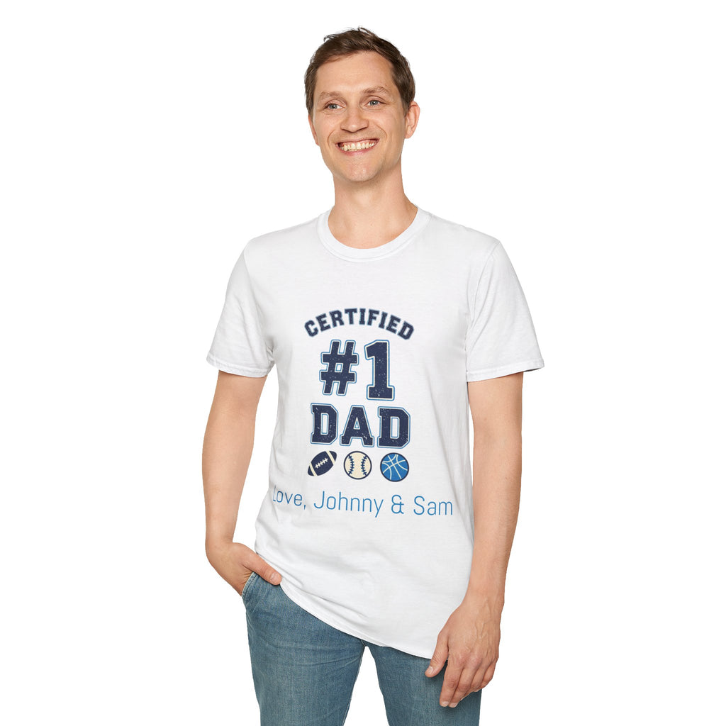 Certified #1 Dad Sports T-Shirt — Personalized "Love, [Names]" Father's Day Tee