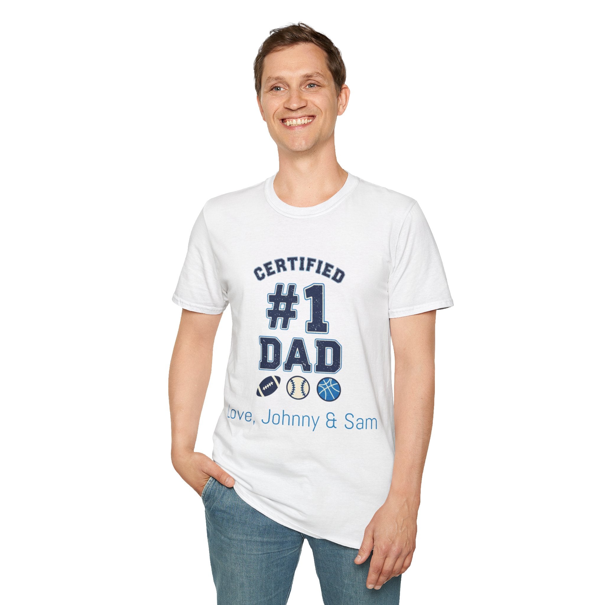 Certified #1 Dad Sports T-Shirt — Personalized "Love, [Names]" Father's Day Tee