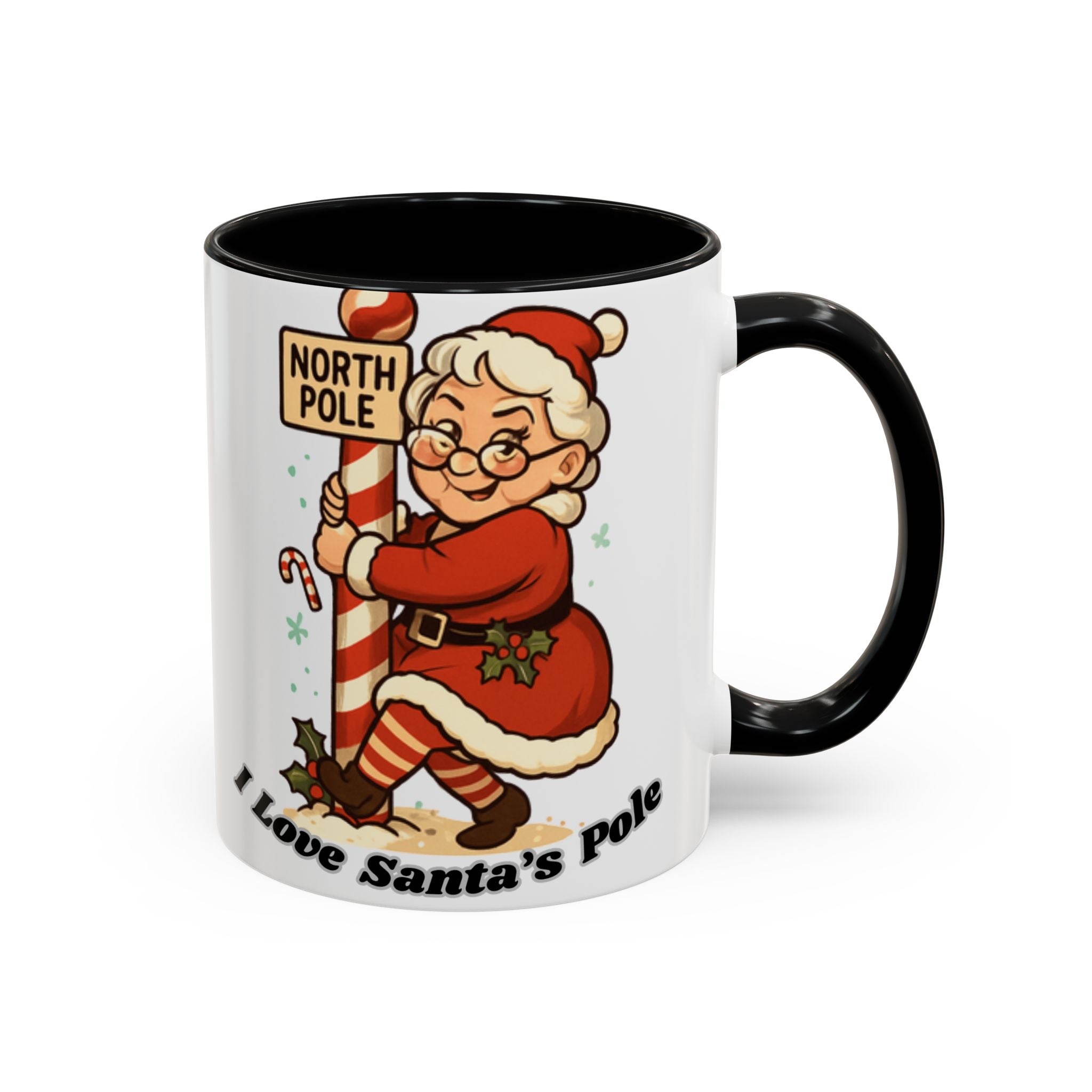 Festive Mrs. Claus Holiday Gift (11/15 oz) - 'I Love Santa's Pole' Coffee Mug