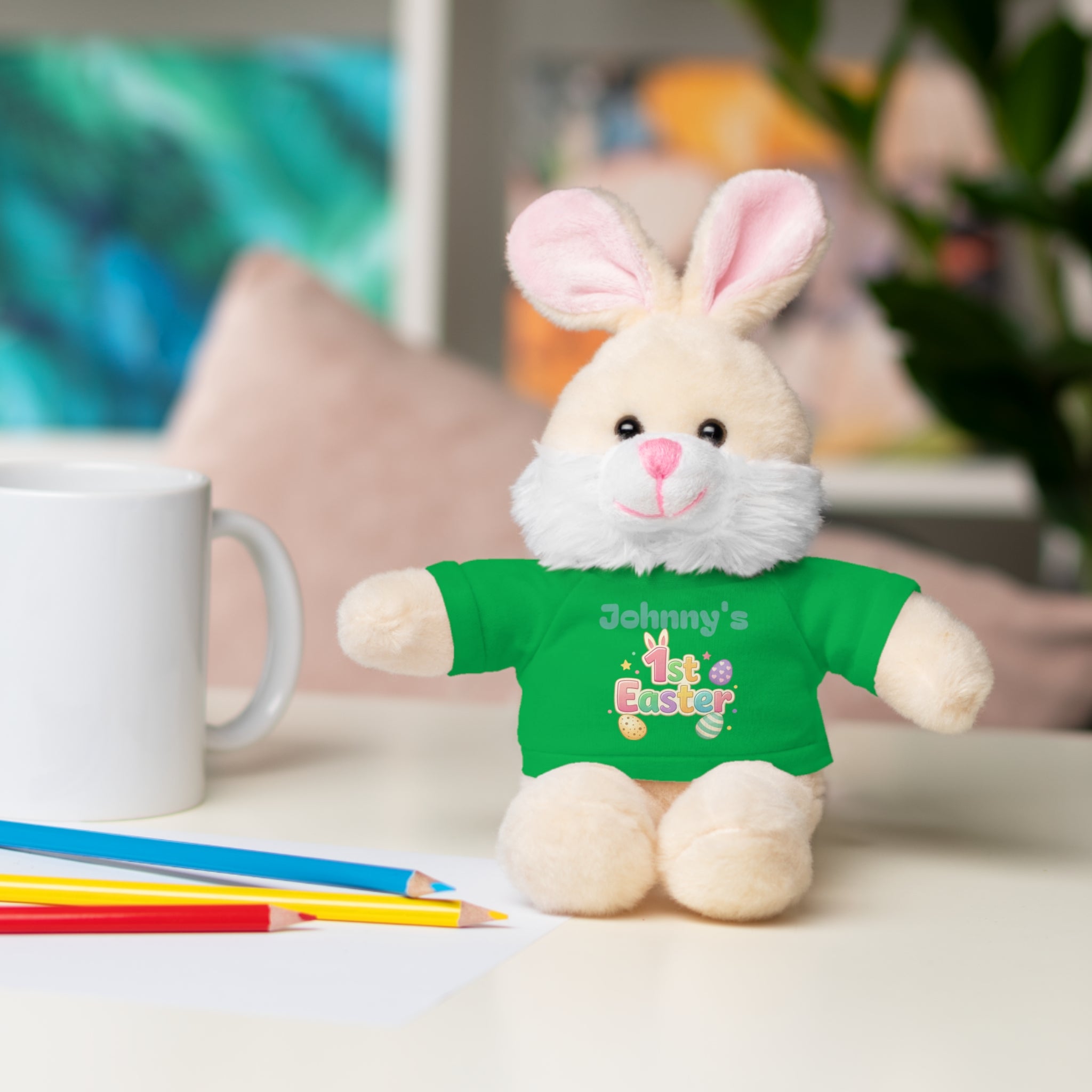 Personalized 1st Easter Plush Bunny with Tee — Custom Baby Easter Gift