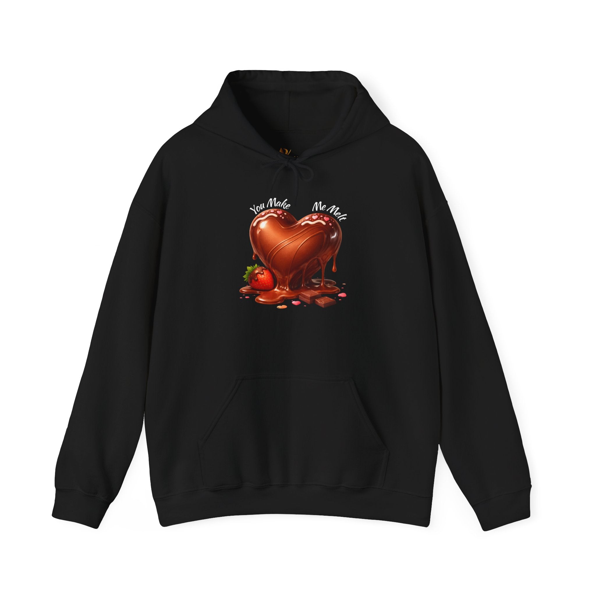 Chocolate-Dipped Heart Hoodie — Romantic Strawberry Valentine Sweatshirt