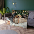 Crushed Velvet Blanket — Holiday Puppies by Christmas Tree, Festive Gift Throw