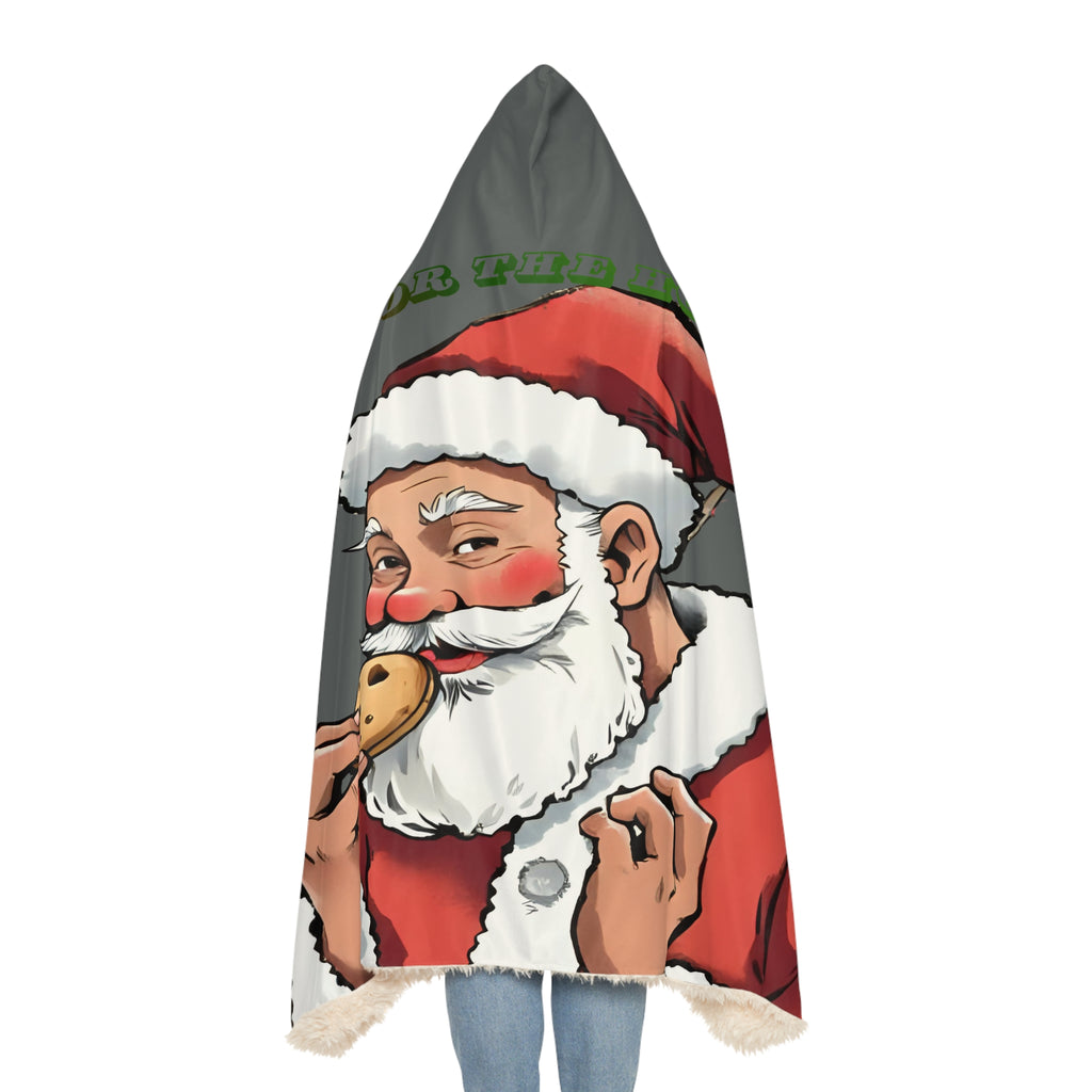 Santa Eating Cookie Hooded Blanket – Funny "I Do It For The HO HO HO's" Christmas Snuggle Throw