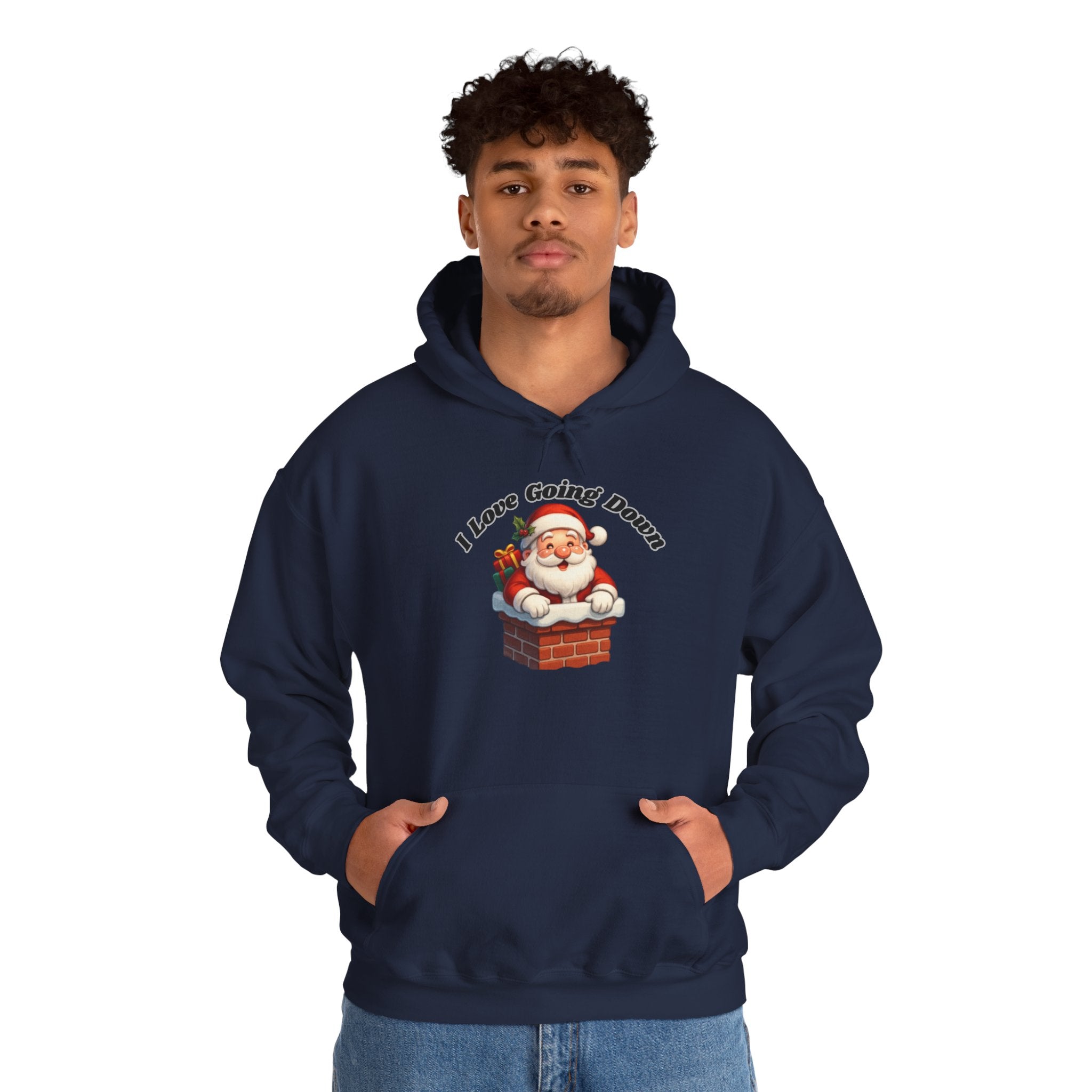 Adult Themed Santa Chimney Hoodie - 'I Love Going Down' Christmas Attire