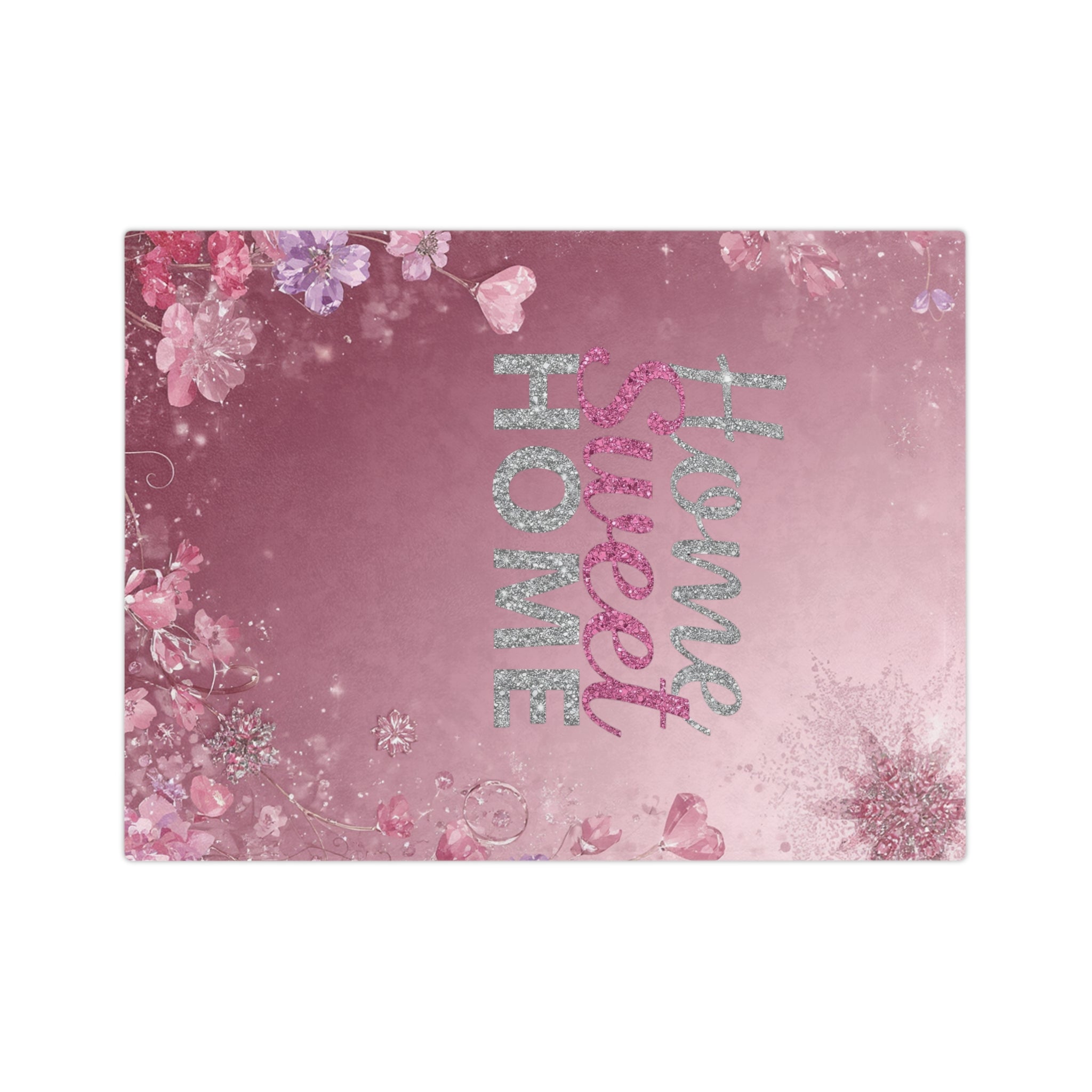 Home Sweet Home Microfiber Blanket — Pink Floral Velveteen Throw