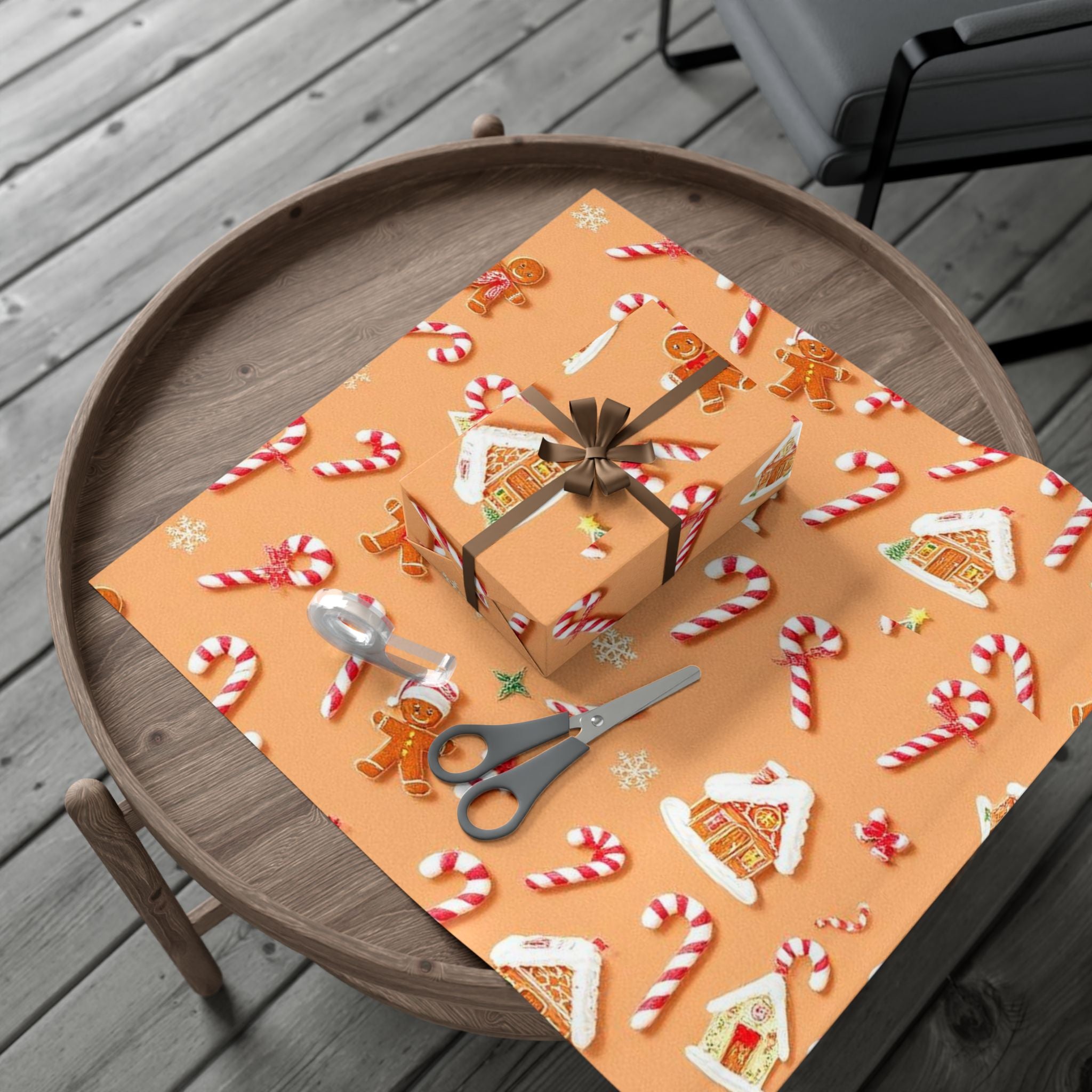Wrapping Paper — Gingerbread & Candy Cane Holiday Gift Wrap