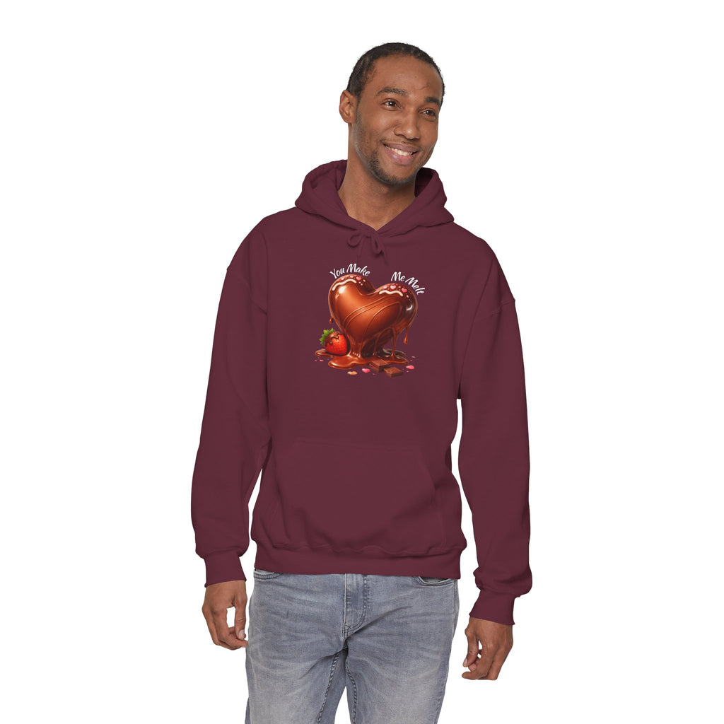 Chocolate-Dipped Heart Hoodie — Romantic Strawberry Valentine Sweatshirt