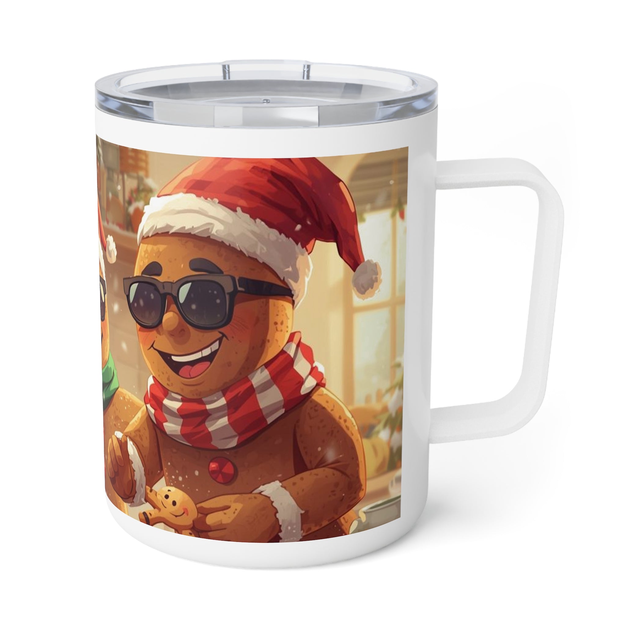 10oz Insulated Coffee Mug — Cool Gingerbread Holiday Coffee Tumbler