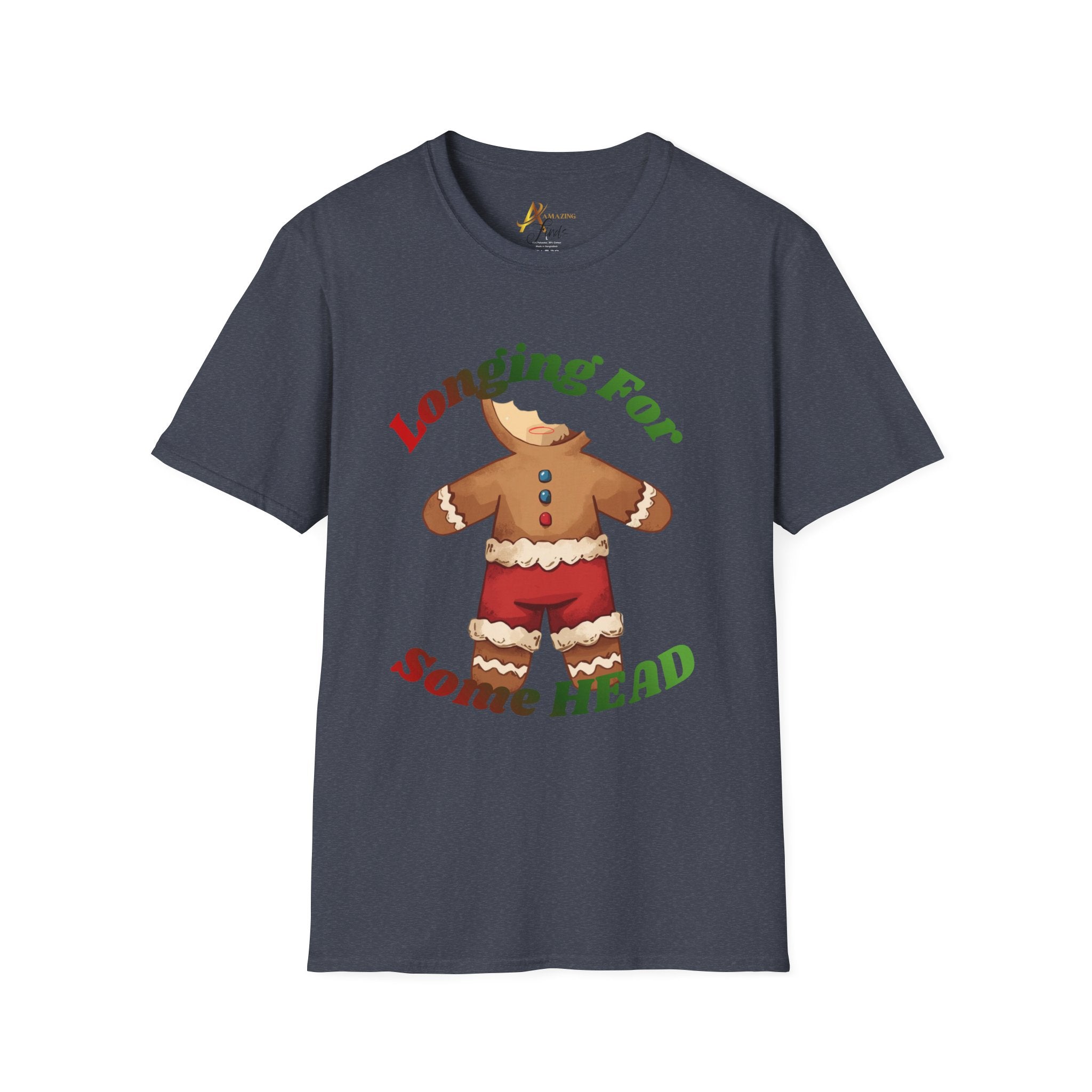 Adult Themed Headless Gingerbread Man T-Shirt - 'Longing For Some Head' Christmas Attire