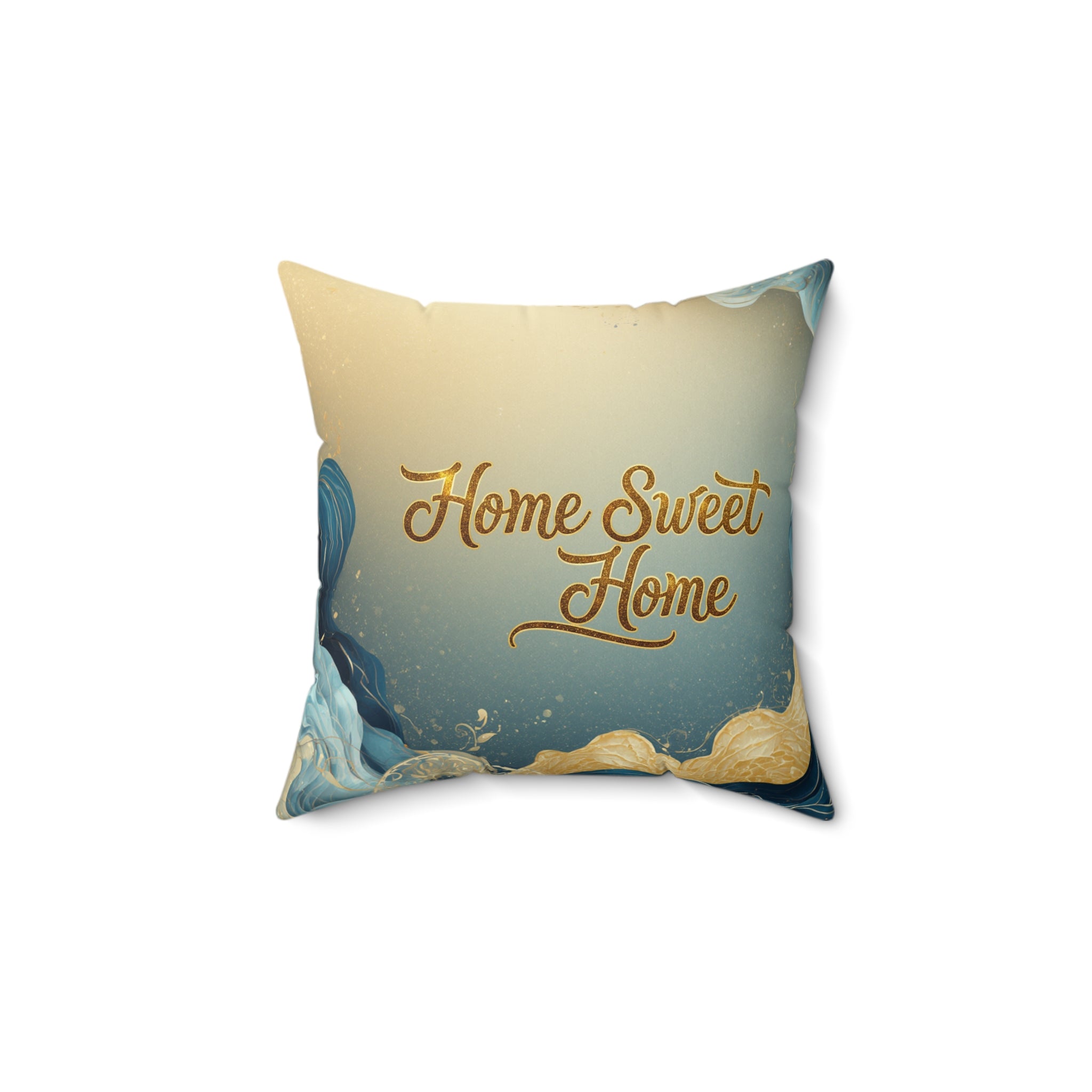 Home Sweet Home Faux Suede Pillow - Coastal Blue Decorative Throw Pillow