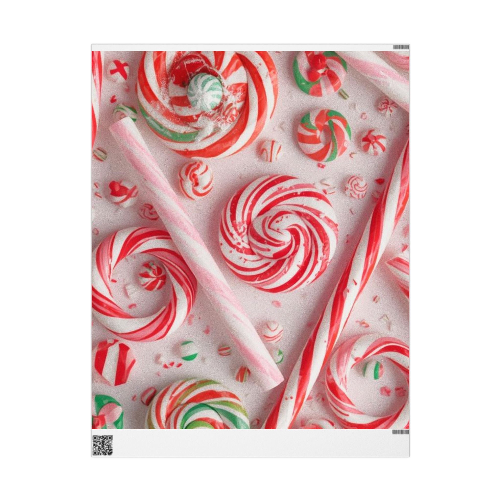 Candy Cane Swirl Wrapping Paper Roll — Festive Red & White Holiday Gift Wrap