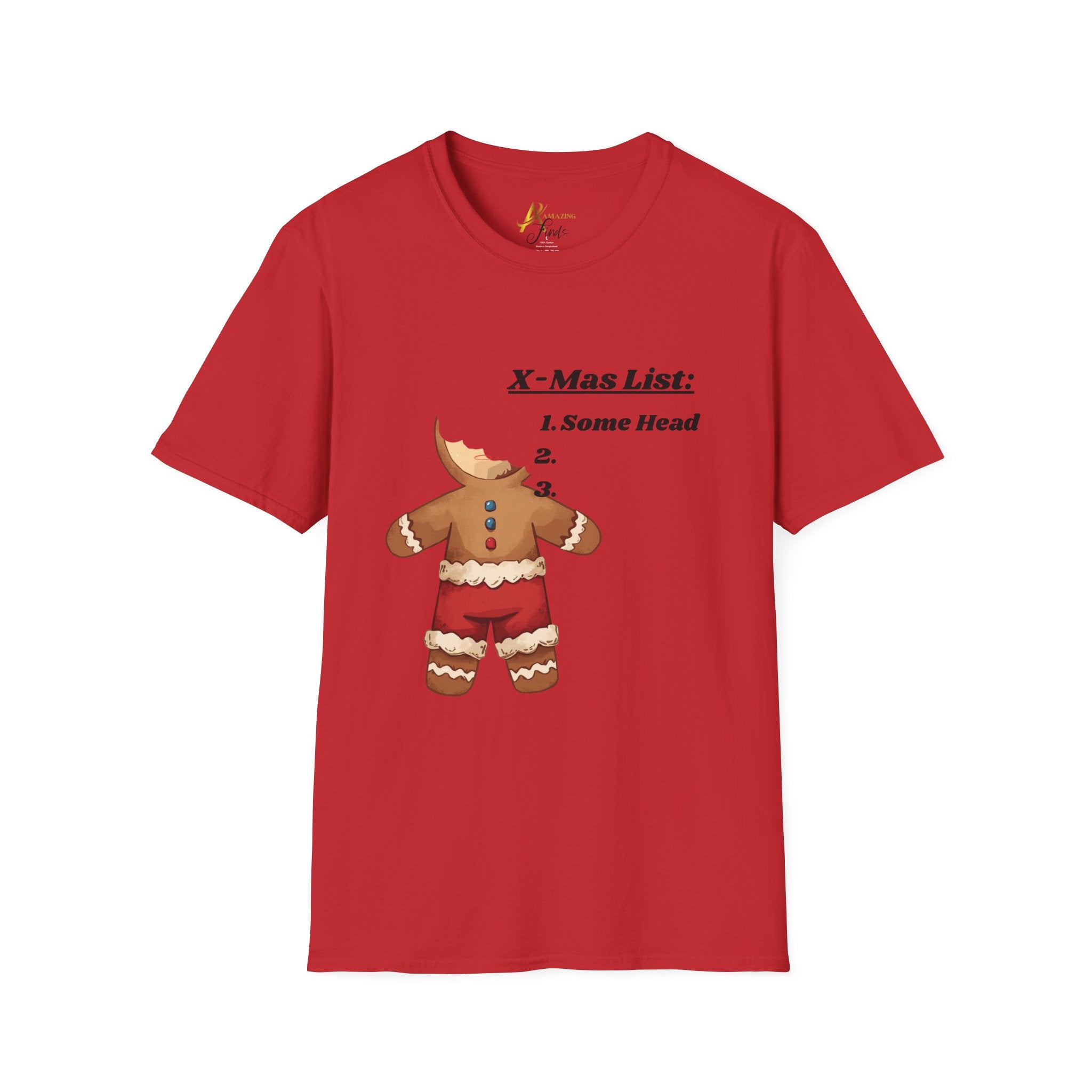 Adult Themed Gingerbread Man T-Shirt — 'All I Want For Christmas Is Some Head' Christmas Attire