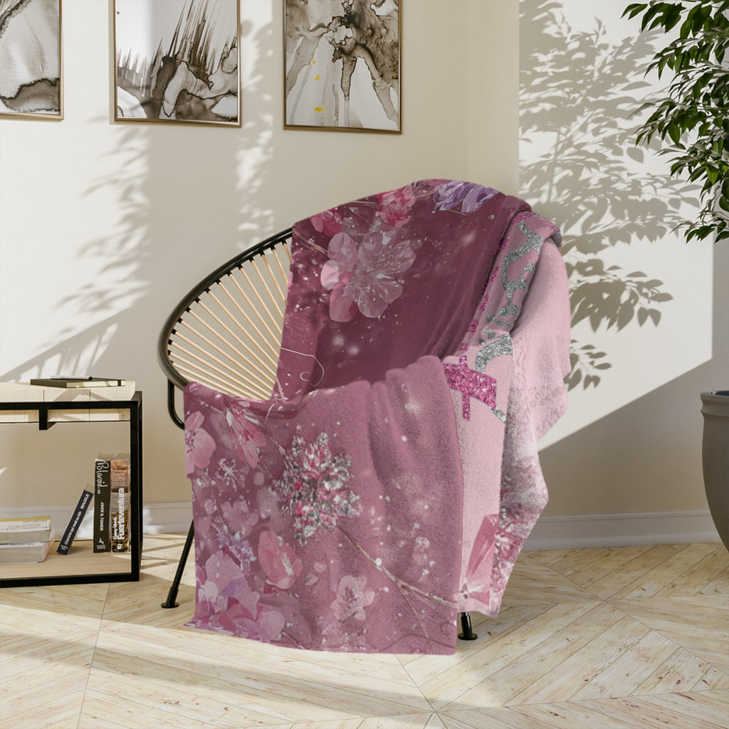 Home Sweet Home Microfiber Blanket — Pink Floral Velveteen Throw