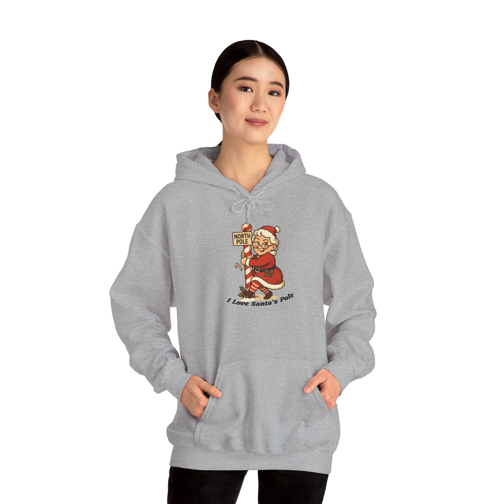 Adult Themed Mrs. Clause Hoodie - 'I Love Santa's Pole' Christmas Attire