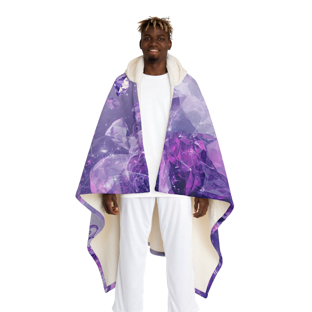 Personalized Hooded Sherpa Blanket — Soft Purple Gemstone Cozy Throw
