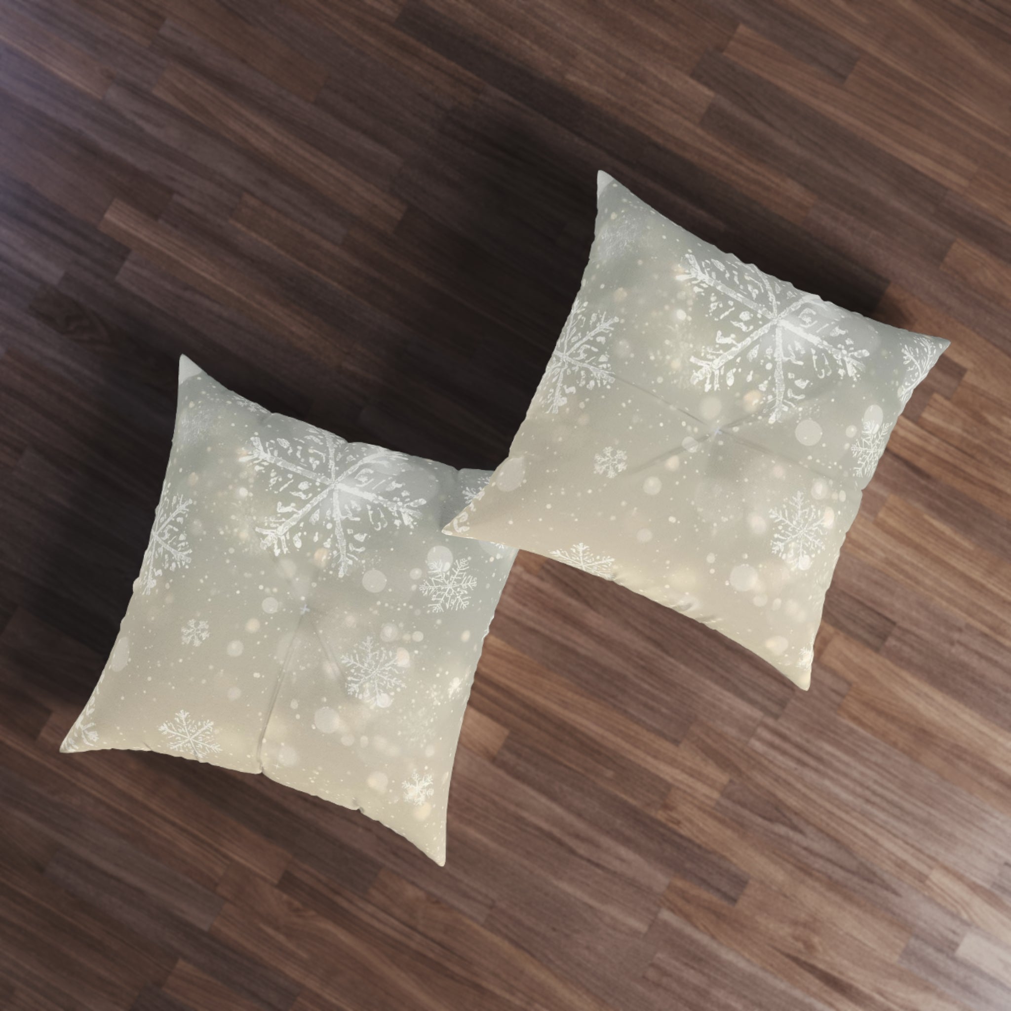 Winter Snowflake Tufted Floor Pillow — Cozy Holiday Decor