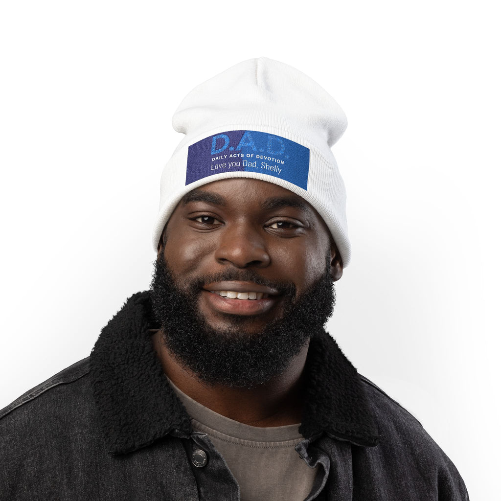 Embroidered 'D.A.D. Daily Acts of Devotion' Knit Beanie — Personalized Love You Dad Winter Hat