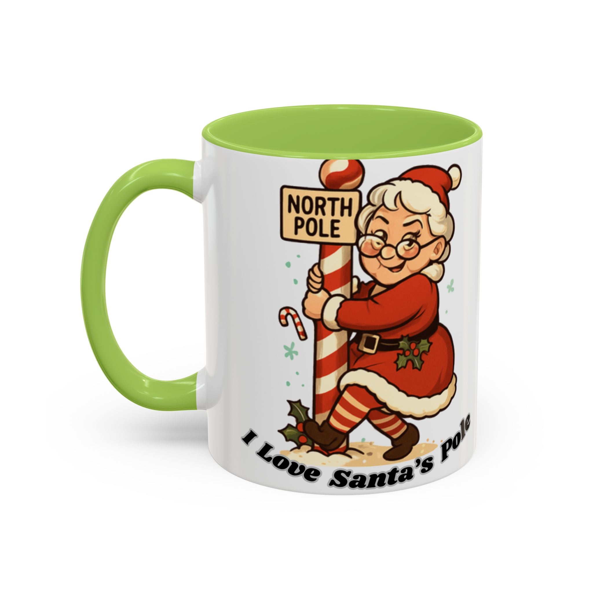 Festive Mrs. Claus Holiday Gift (11/15 oz) - 'I Love Santa's Pole' Coffee Mug
